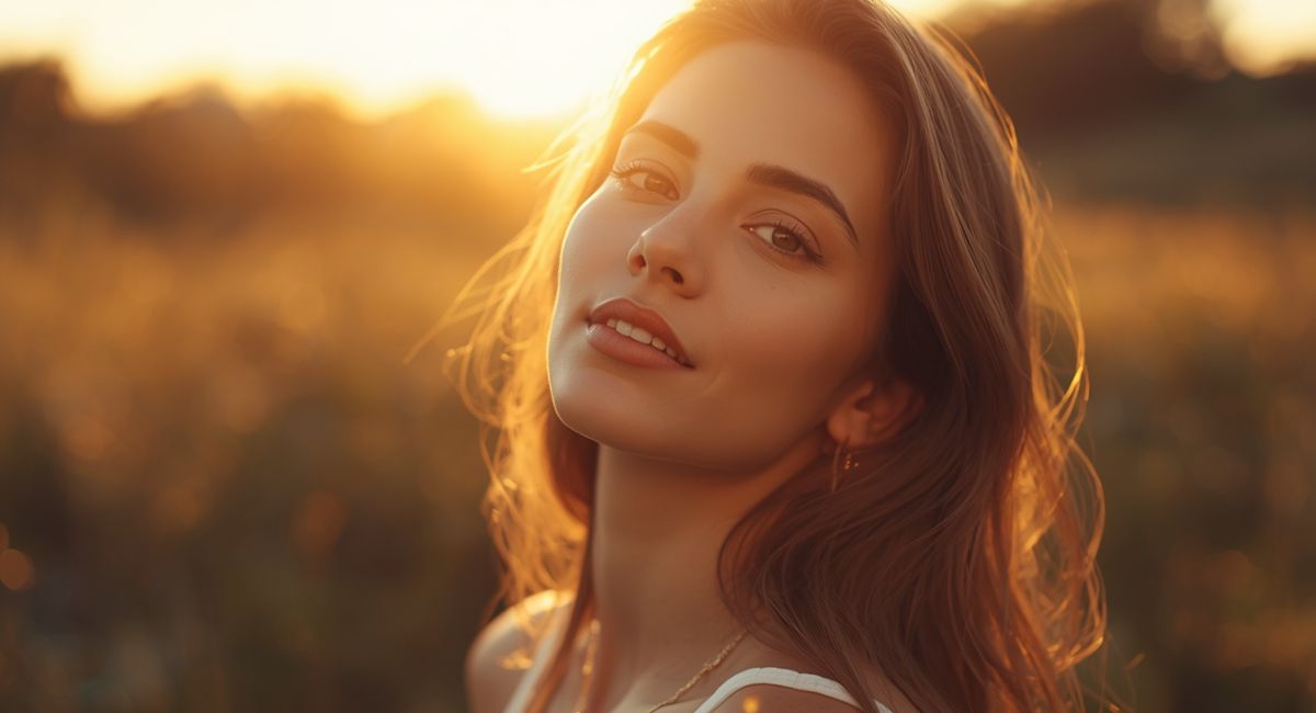 Golden hour cinematic portrait with natural lighting
