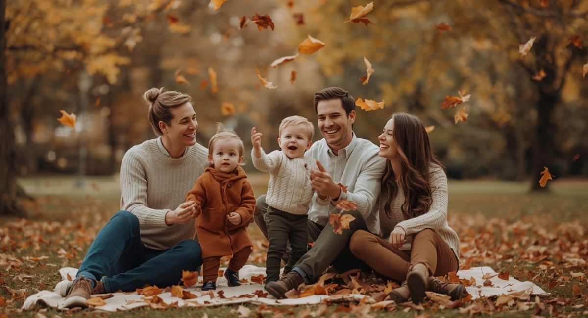Nature Creates Build in Cinematic Background in Fall Family Photos