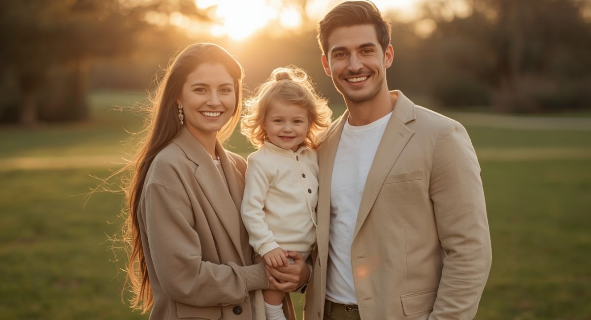 Neutral Family Photo Outfits Outdoor Portrait