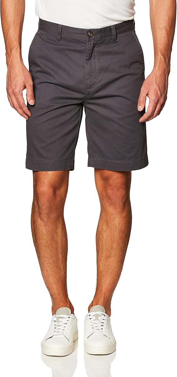 Charcoal gray classic-fit 9 inch chino shorts for men summer casual bottoms for family pictures