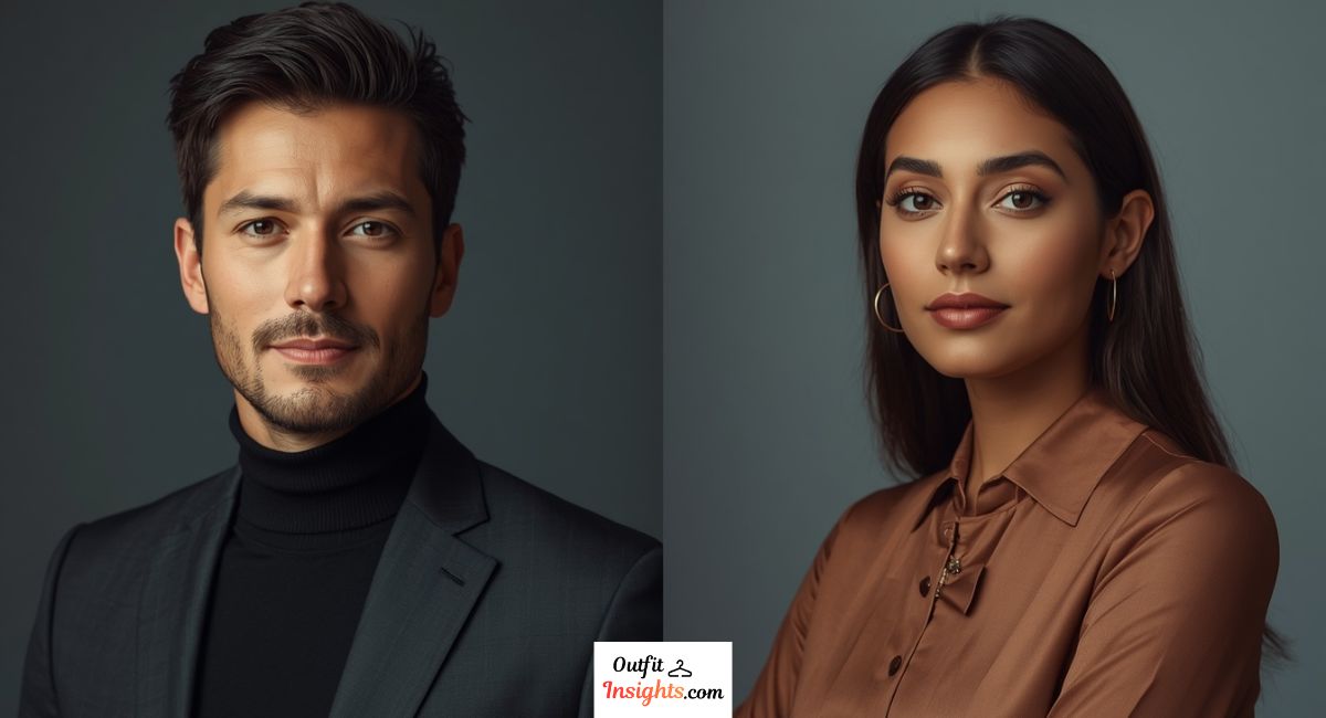 what to wear for professional headshots in creative industries featuring modern stylish attire for men and women